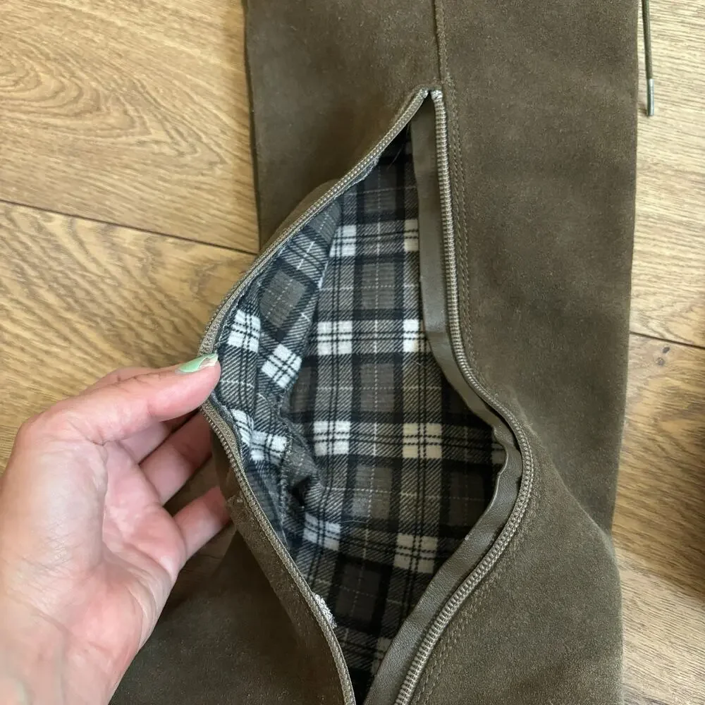 Sbicca Gusto Khaki Suede OTK Boots Boho Western Nasty Gal Collab 7.5
